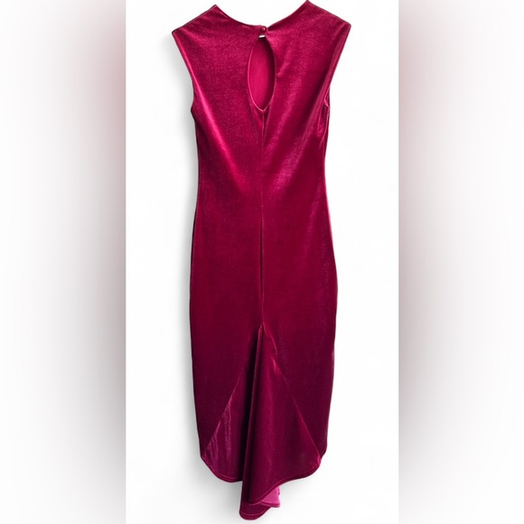 Miss Selfridge Red Velvet Midi Holiday Christmas Party Cocktail Dress 2 - Picture 2 of 8